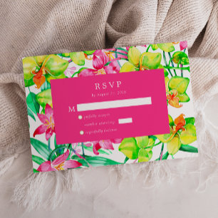 Carte D'accompagnement Gras Floral Rose Aquarelle Mariage RSVP