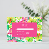 Carte D'accompagnement Gras Floral Rose Aquarelle Mariage RSVP (Debout devant)