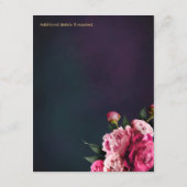 Carte D'accompagnement Gras rose moderne pivoine Mariage chic (Dos)