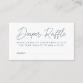 Carte D'accompagnement Gras Script Dusty Blue Baby shower Diaper Raffle (Devant)