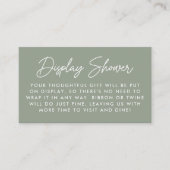 Carte D'accompagnement Gras Script Sage Vert Baby shower Affichage douche (Devant)