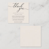 Carte D'accompagnement Gratitude d'ivoire beige Merci de script élégant (Devant / Derrière)