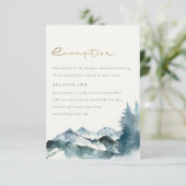 Carte D'accompagnement Gray Blush Blue Mountain Pine Réception de mariage (Debout devant)