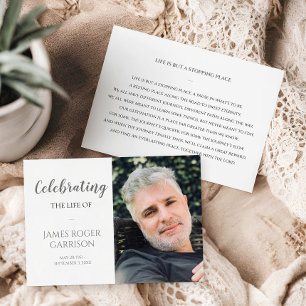 Carte D'accompagnement Gray Celebration of Life Prayer Card with Photo