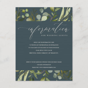 CARTE D'ACCOMPAGNEMENT GRAY LEAFY FOLIAGE WATERCOLOR INFORMATION DU MARIA
