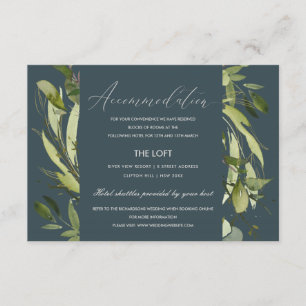 CARTE D'ACCOMPAGNEMENT GRAY LEAFY GREEN FOLIAGE VERT HÉBERGEMENT MARIAGE