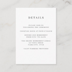 Carte D'accompagnement Gray Magnolia MARIAGE Détails de l'hôtel Héberge