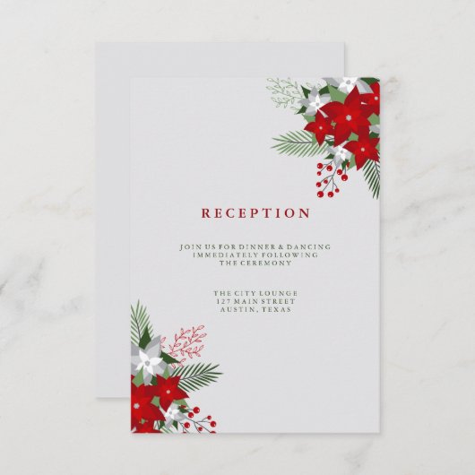 Carte D'accompagnement Gray Winter Holiday Mason Jar Mariage Réception (Devant / Derrière)