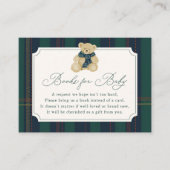 Carte D'accompagnement Green and Navy Plaid Teddy Bear Book Request (Devant)