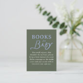 Carte D'accompagnement Green and Periwinkle Blue Book Request Baby Shower (Debout devant)