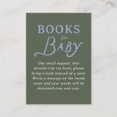Carte D'accompagnement Green and Periwinkle Blue Book Request Baby Shower (Devant)