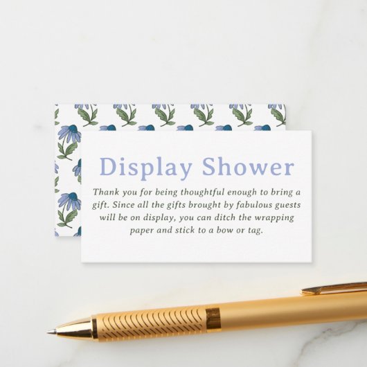 Carte D'accompagnement Green and Periwinkle Blue Display Shower (Devant/Arrière en situation)