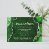 Carte D'accompagnement Green and Silver Agate Wedding Accommodations (Debout devant)