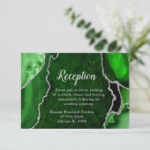 Carte D'accompagnement Green and Silver Agate Wedding Reception (Debout devant)