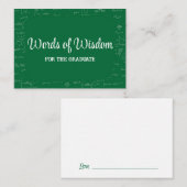 Carte D'accompagnement Green and White Graduate Words of Wisdom Advice (Devant / Derrière)