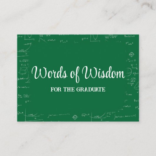 Carte D'accompagnement Green and White Graduate Words of Wisdom Advice (Devant)