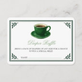 Carte D'accompagnement Green Coffee Cup Diaper Raffle Baby Shower (Devant)