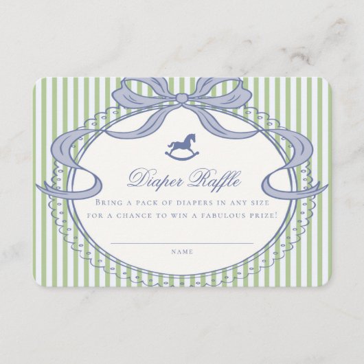 Carte D'accompagnement Green Coquette Bow Rocking Horse Diaper Raffle (Devant)