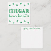 Carte D'accompagnement Green Cougar Print Name Lunch Box Notes (Devant / Derrière)