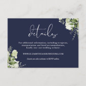 Carte D'accompagnement Green Elegant Navy Blue Détails du Mariage (Devant)