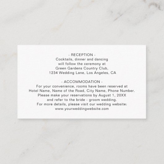 Carte D'accompagnement Green Emerald Green Foliage Détails Mariage Enc (Dos)