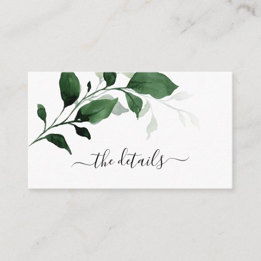 Carte D'accompagnement Green Emerald Green Foliage Détails Mariage Enc (Devant)