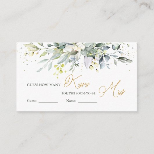 Carte D'accompagnement Green Eucalyptus Devinez combien de baisers dans J (Devant)