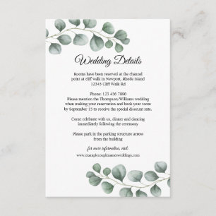 Carte D'accompagnement Green Eucalyptus Feuille Détails du Mariage