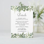 Carte D'accompagnement Green Feuille Green Foliage Détails du Mariage (Debout devant)