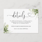 Carte D'accompagnement Green Floral Heart Script Détails du Mariage (Devant)