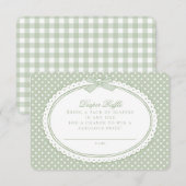 Carte D'accompagnement Green Gingham Coquette  Diaper Raffle (Devant / Derrière)