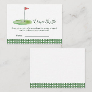 Carte D'accompagnement Green Gingham Golf Baby Shower Diaper Raffle