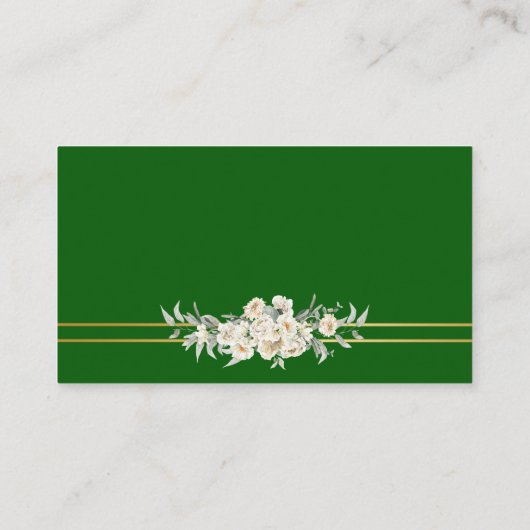 Carte D'accompagnement Green Gold Floral RSVP QR Code Mariage site Web (Dos)