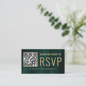 Carte D'accompagnement Green Gold Online QR Code RSVP Mariage Website (Debout devant)