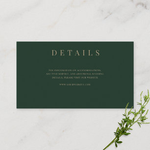Carte D'accompagnement Green & Gold Simple Détails du Mariage officiel