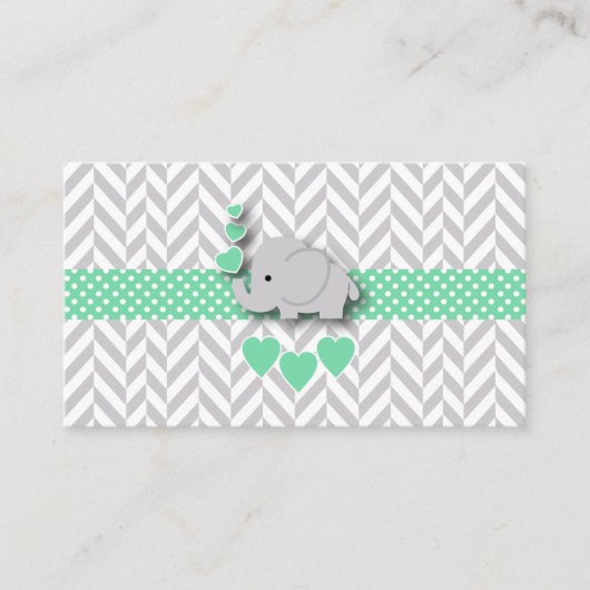Carte D'accompagnement Green Grey Elephant Baby shower Demande de réserva (Devant)