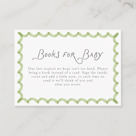 Carte D'accompagnement Green Hand Painted Frame Books for Baby (Devant)