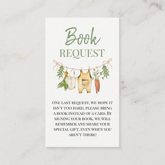 Carte D'accompagnement Green Locally Grown Baby Shower Babok Request Card (Devant)