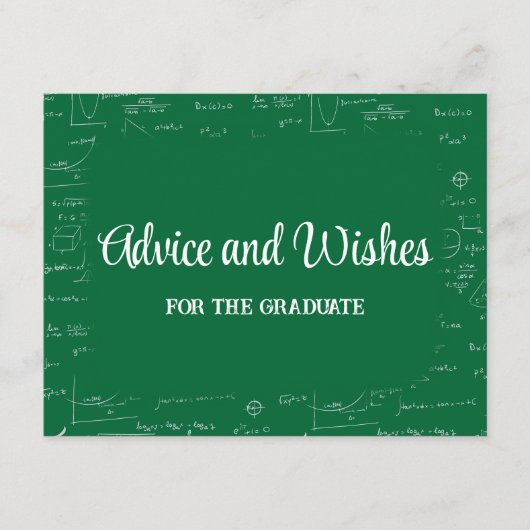Carte D'accompagnement Green Math Graduation Party Advice for Graduate (Devant)