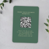 Carte D'accompagnement Green Minimalist Elegant QR Code Mariage Photos