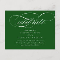 Green Modern Elegant Script Graduation Party