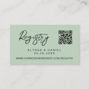 Carte D'accompagnement Green Modern QR code mariage personnalisé