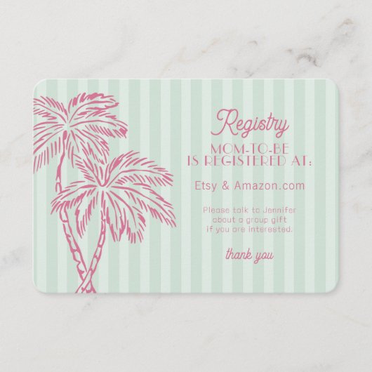 Carte D'accompagnement Green Palm Springs Pastel Beach Registry Insertion (Devant)