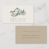 Carte D'accompagnement Green Pine Woods Mountain Sketch Mariage Website (Devant / Derrière)