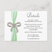 Carte D'accompagnement Green Ribbon Diamond Bow Détails du Mariage (Devant)