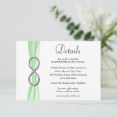 Carte D'accompagnement Green Ribbon Silver Infinity Détails du Mariage (Debout devant)