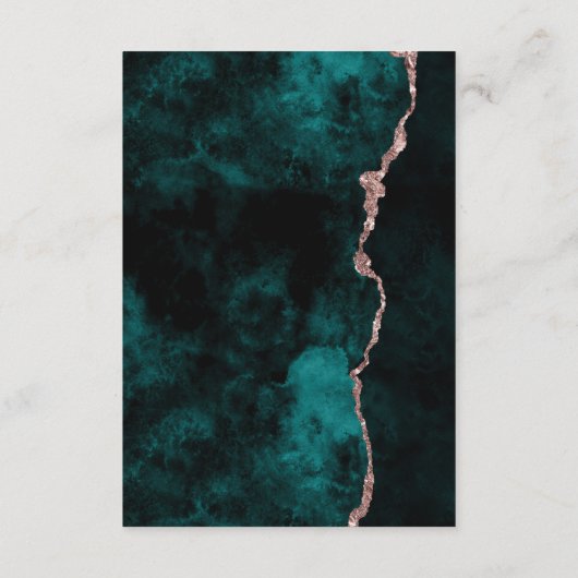 Carte D'accompagnement Green & Rose Gold Agate Marbre Mariage Réception (Dos)
