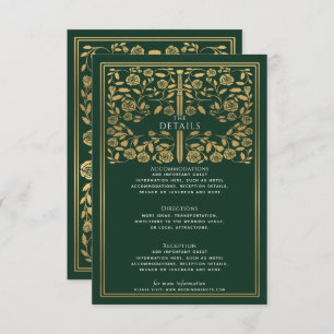 Carte D'accompagnement Green Royal Medieval Sword Détails du Mariage