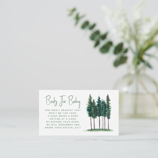 Carte D'accompagnement Green Rustic Pine Trees Réserver Baby shower de de (Debout devant)