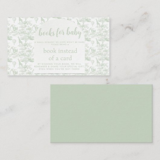 Carte D'accompagnement Green Safari Toile Jungle Them baby shower demande (Devant / Derrière)